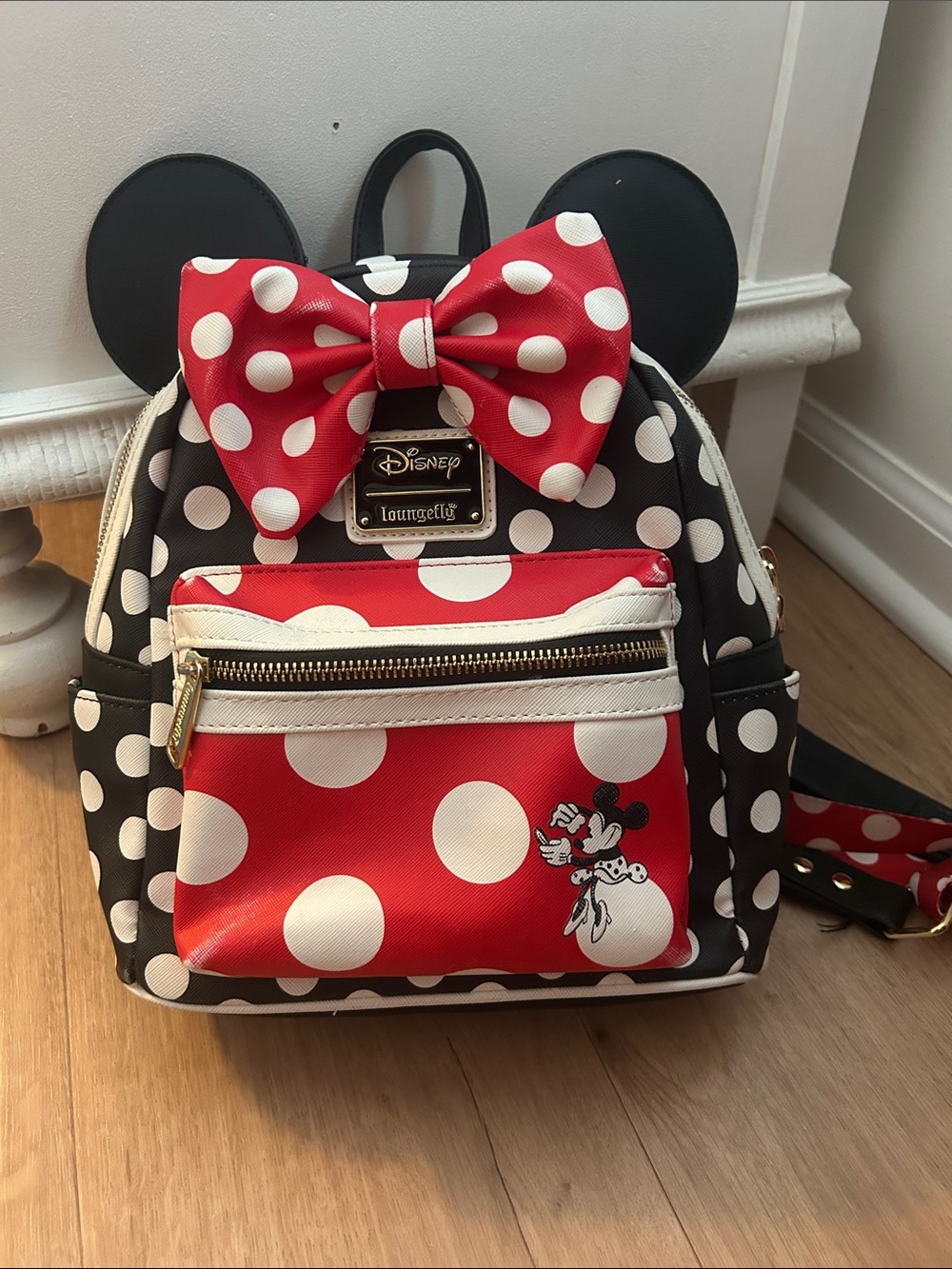 Loungefly Kids Minnie Mouse Polka Dot Mini Backpack - Red, Black & White